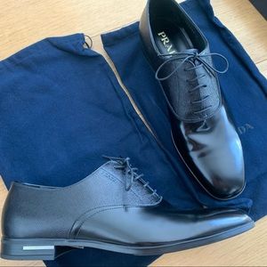 NWT Mens Black Patent Saffiano Leather Lace Up Oxford Dress Shoe